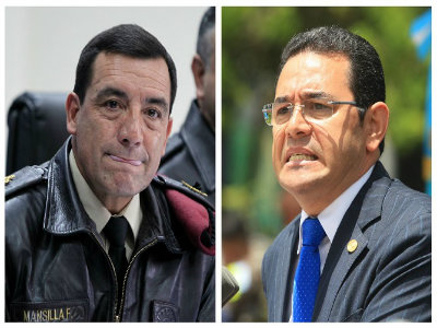 Ministro de la Defensa Nacional, Williams Mancilla y el presidente Jimmy Morales