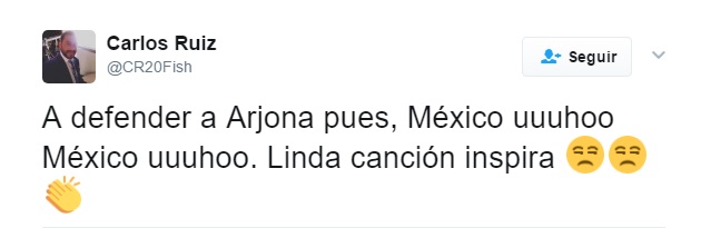 Carlos “El Pescado” Ruiz Crítica con un Tuit a los que Defienden a Ricardo Arjona